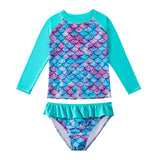 Kid Girls Separate Swimsuit Long-sleeved Bikini Mermaid Swimwear