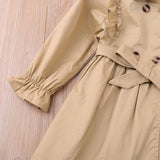 Spring Autumn New Girls Double Breasted Lace Solid Color Coat Outwear