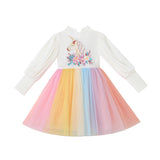 Kid Girl Long Sleeve Rainbow Princess Dress