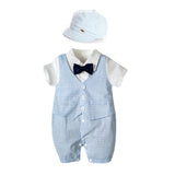 Baby Boy Gentleman Suit Climbing Suit With Hat 2 Pcs Sets