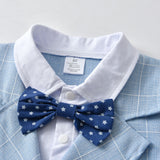 Kid Baby Boy Suit Summer Checked Gentleman Short Sleeve 2 Pcs Set