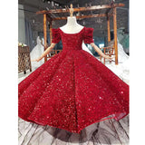 Kid Girl Princess Shag Yarn High-end Host Piano Performance Sequins Dresses