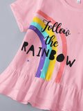 Kid Baby Girl Summer Rainbow Casual Suit 2 Pcs Sets