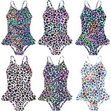 Kid Girls Leopard Print One-piece Bathing Beach Swimsuit