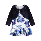 Kid Baby Girls Spring  Autumn Knitted Cotton Floral Sundress