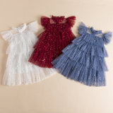 Kid Baby Girl Fairy Sequin Gauze Pompous Summer Casual Dresses