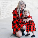 Family Matching Parent Child Dress Stripe Printed Long Sleeve Round Dress