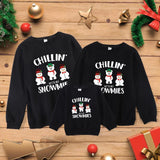 Family Matching Snowmen Cartoon Christmas Print Sweatshirts