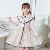 Kid Autumn Girls Woolen Cardigan Doll Collar Princess Dresses