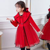 Kid Autumn Girls Woolen Cardigan Doll Collar Princess Dresses