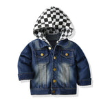 Kid Baby Boy Denim Long Sleeve Casual Coat Checkerboard Coats