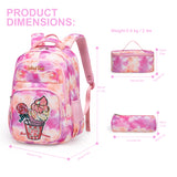 Kid School Backpack Cute Gradient Large Capacity Bag 3 Pcs