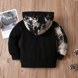 Baby Kids Boys Spring Fashion Long-sleeved Black Lettered Hoodie