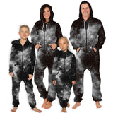 Family Matching Star Digital Print Fashion Zipper Long Sleeve Pajamas