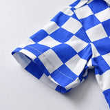 Kid Baby Suit Plaid Short Sleeve Cotton Cardigan 3 Pcs Sets