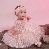 Baby Girl Princess Three-dimensional Floral Pompadour Long Sleeve Bow Dress