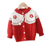 Kid Baby Girls Sweater Cardigan Round Neck Princess Tops