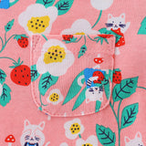 Kid Girls Knitted Cotton Cartoon Round Neck Casual Flower Dress