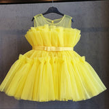 Baby Girl Sleeveless Performance Bow Gauze Princess Dresses