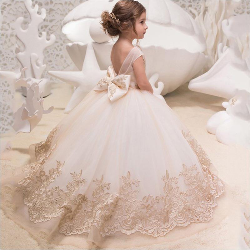 Kid Baby Girl Tuxedo Trailing Gown Piano Performance Dresses