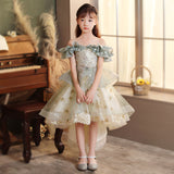 Kid Baby Girl Princess One-shouldered Wedding Host Piano Dresses