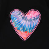 Baby Girl Valentine's Day Love Embroidered Long-sleeve Tie-dye 2 Pcs Set