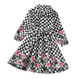 Toddler Kid Baby Girl Checkered Floral Print Princess Spring Autumn Dress