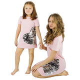 Family Matching Parent-child Pink Heart Sequins Pure Dresses