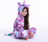 Kid Girl Flannel Home Cartoon Animal Stars Horses One-piece Pajamas