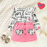Kid Baby Girl Valentine's Day Long Sleeve Love Spring 2 Pcs Sets