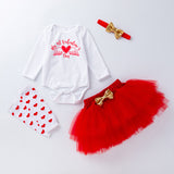 Baby Girl Valentine's Day Long Sleeve Fart Wrap 4 Pcs Set