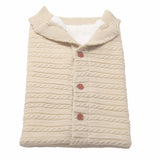 Baby Button Outdoor Cart Wool Knit Fleece Thickened Thermal Sleeping Pajamas