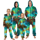 Family Matching Star Digital Print Fashion Zipper Long Sleeve Pajamas