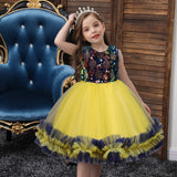 Kid Baby Girls Big Sequins Gauze Bow Tie Princess Pompous Dresses