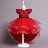 Kid Girl Princess Christmas Embroidered Trailing Show Dresses