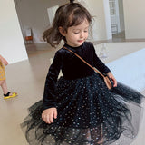 Kid Baby Girls Autumn Winter Velvet Velvet Starry Sky Casual Dress