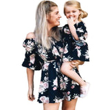 Family Matching Mother-daughter Printed Flounce Dress