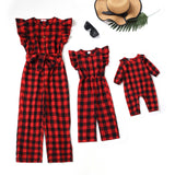 Family Matching Parent-child Spliced Plaid Christmas Dresses