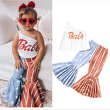 Fashion Kids Baby Girls One Shoulder Star Flare 2pcs Sets