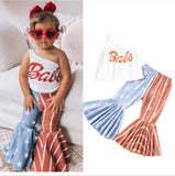 Independence Days Fashion Kids Baby Girls Star Flare 2pcs Sets