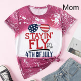 Family Matching Mother Daughter Short Sleeves Independence Day Cotton T-shirt
