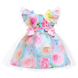 Kid Baby Girl Floral Print Bow Casual Gauze Dress