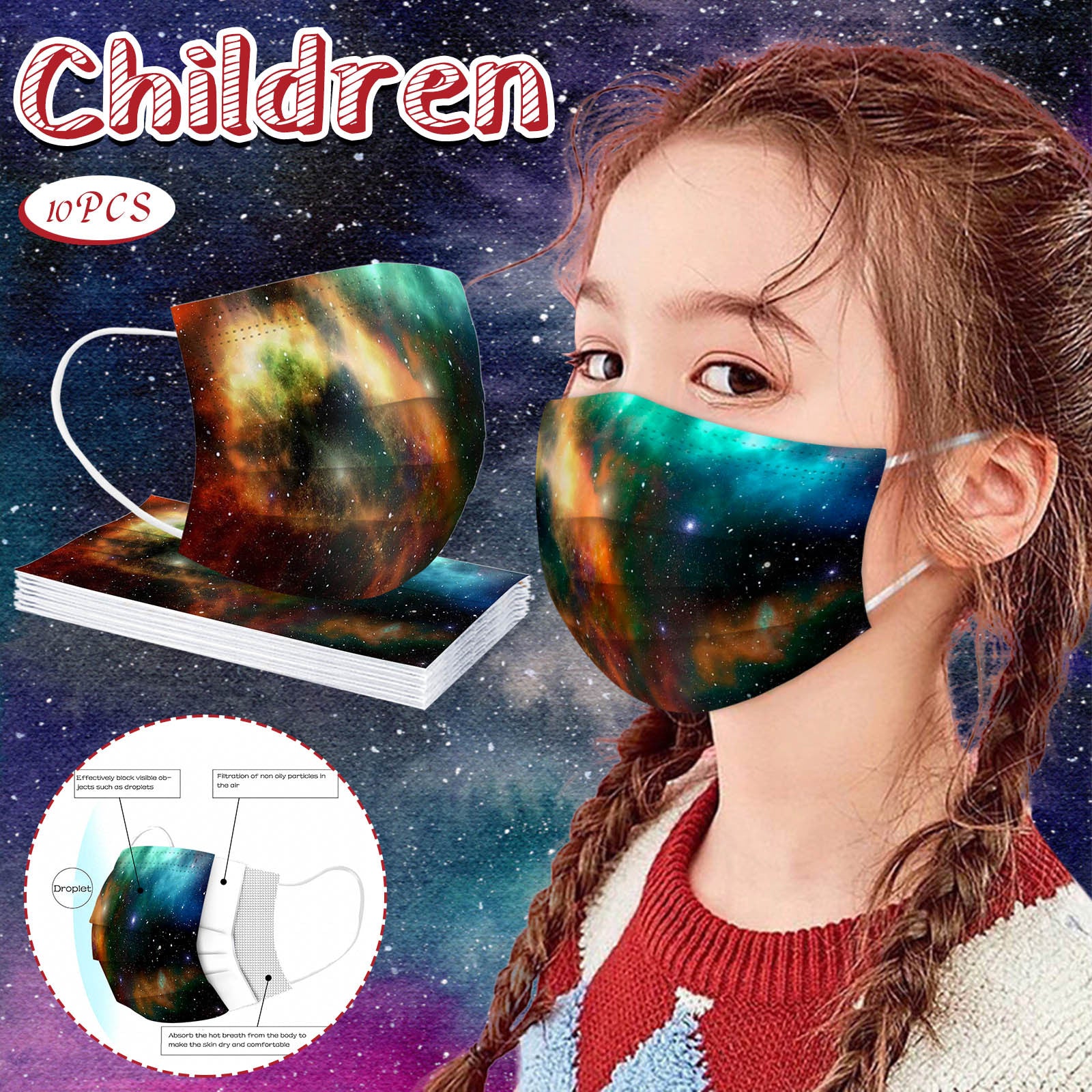 Kid Star Series Printed Disposable Spiked Masks 20 Pcs