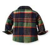 Kid Baby Boy Fashionable Neutral Plaid Long-sleeve Frosted Cotton Shirts Blouse