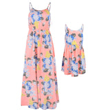 Family Matching Mother Daughter Flower Print Idyllic Dresses