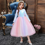 Kid Girl Colorful Sequins Shaggy Piano Performance Dresses