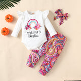 Baby Girl Autumn Long Sleeve Rainbow 3 Pcs Sets