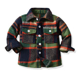 Kid Baby Boy Fashionable Neutral Plaid Long-sleeve Frosted Cotton Shirts Blouse