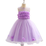 Baby Girl Princess Strapless Flower Mesh Lace Petals Dresses