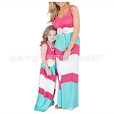 Family Matching Parent-child Stitching Stripe Sleeveless Dress